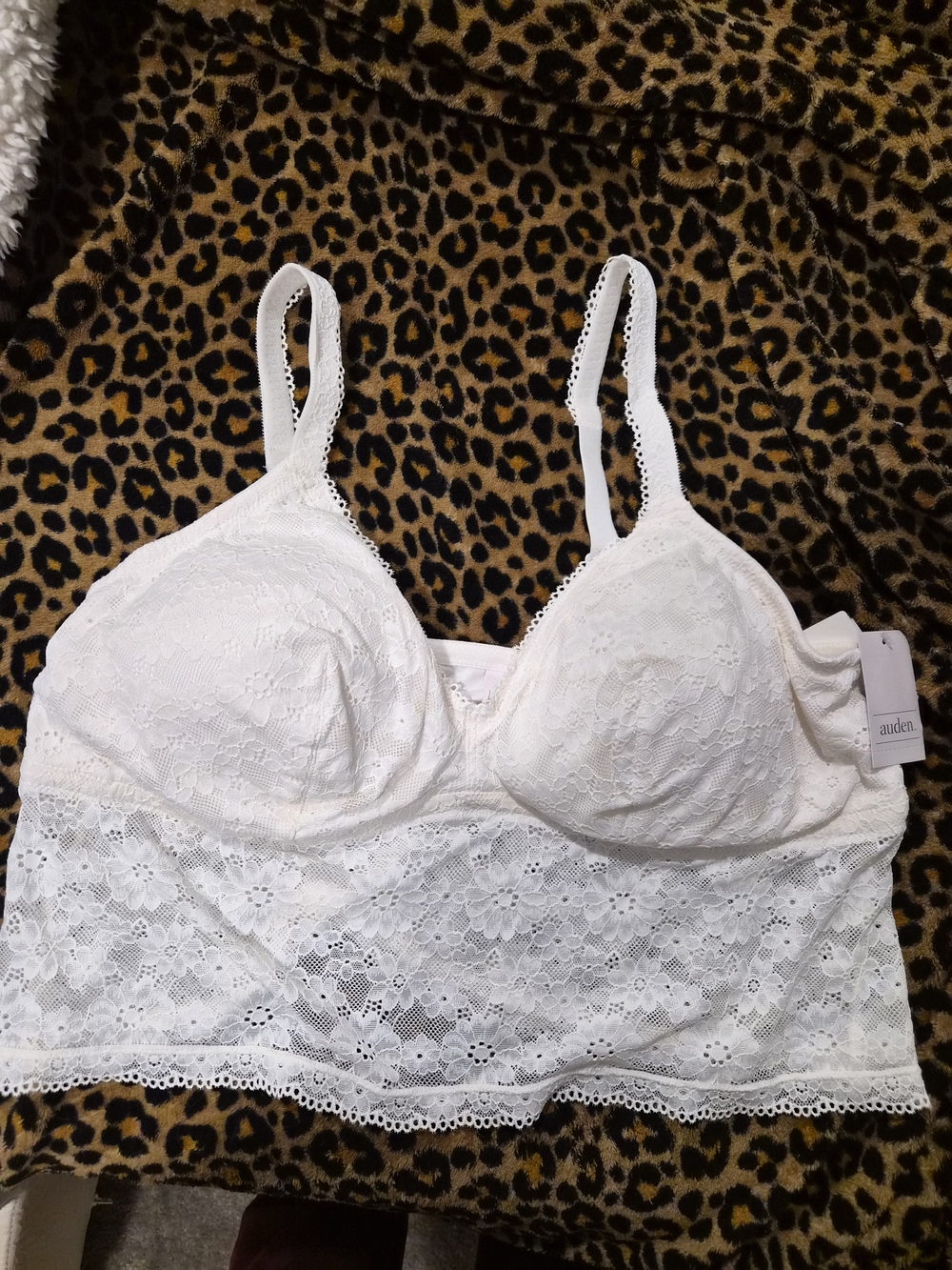 Auden White Lace Longline Bralette
